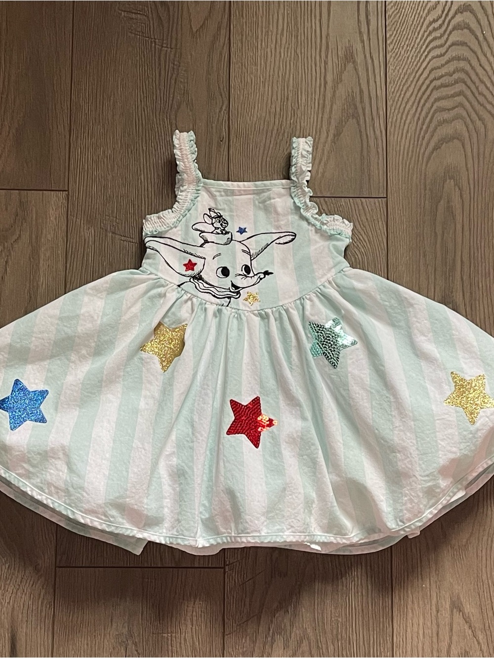 The Disney Store Dumbo Elephant Mint Striped Toddler 3T Dress
